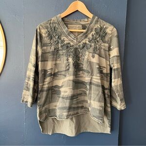 Caite Camouflage Embroidered Women's Top